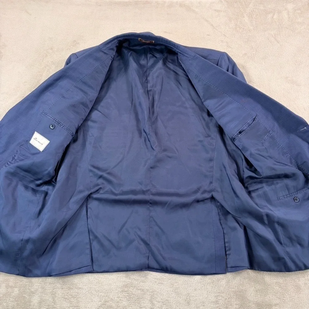 Peter Millar Two Button Sport Coat Blazer Mens 46R Blue 100% Wool Designer